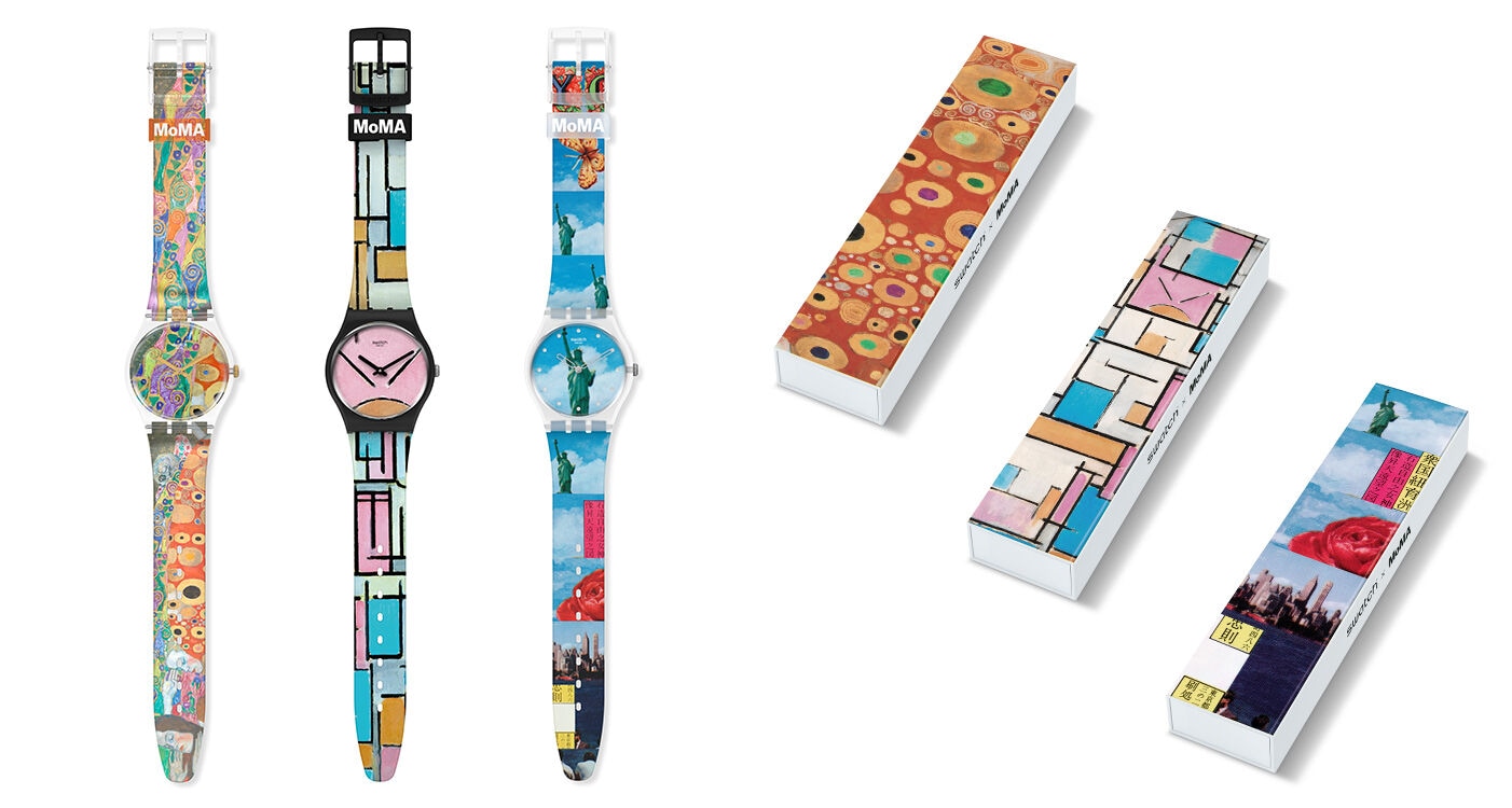 3 watches that came from the collaboration Swatch x Museum of Modern Art (MoMA), New York